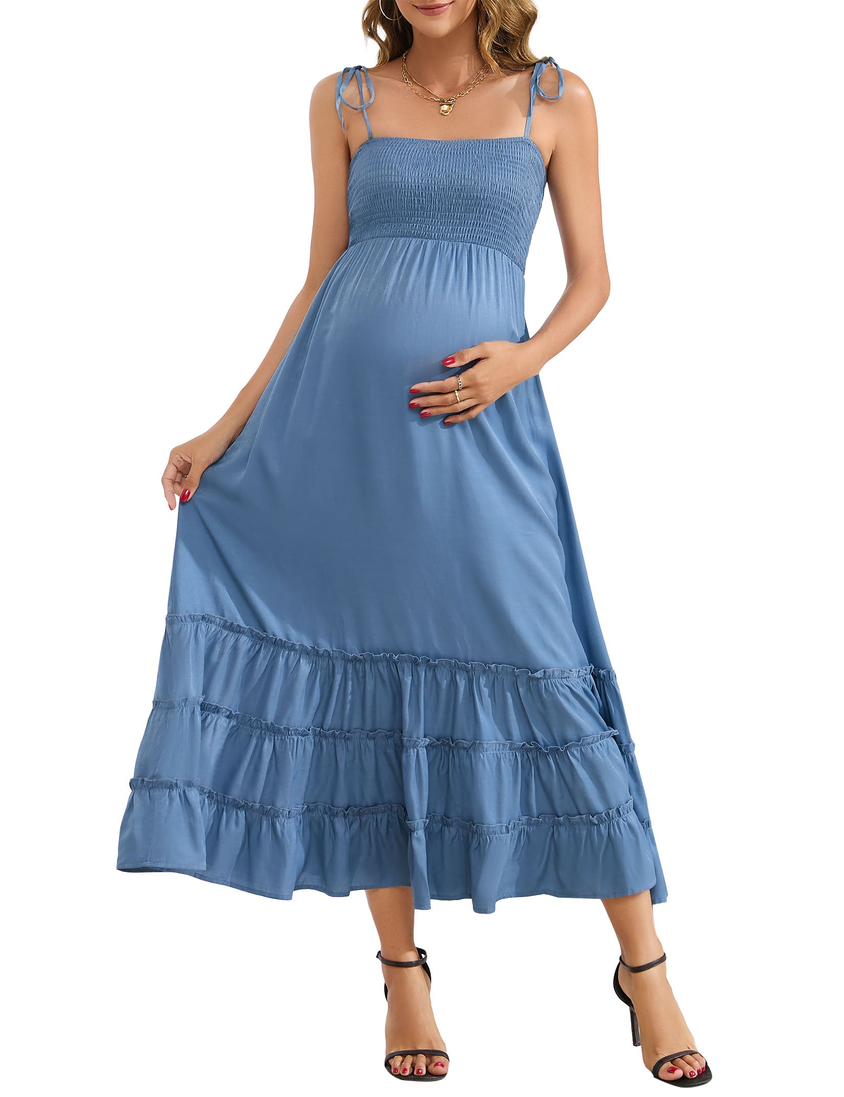 YESFASHION Sleeveless Maternity Dress Women's Summer Spaghetti Strap S Yesfashion YESFASHION Sleeveless Maternity Dress Women's Summer Spaghetti Strap S Yesfashion