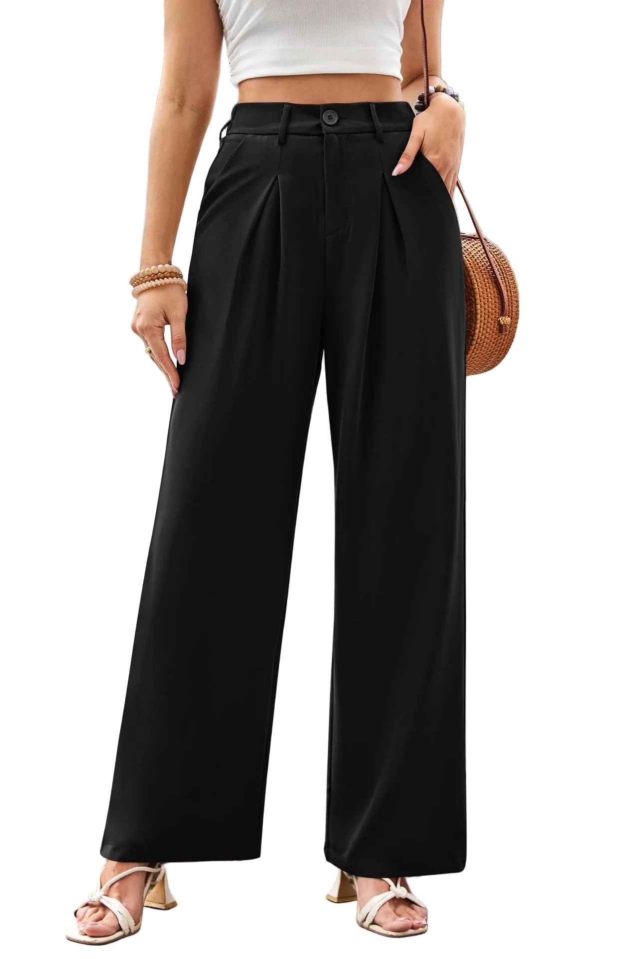 YESFASHION Womens Wide Leg Pants High Waisted Business Casual Summer D Yesfashion YESFASHION Womens Wide Leg Pants High Waisted Business Casual Summer D Yesfashion