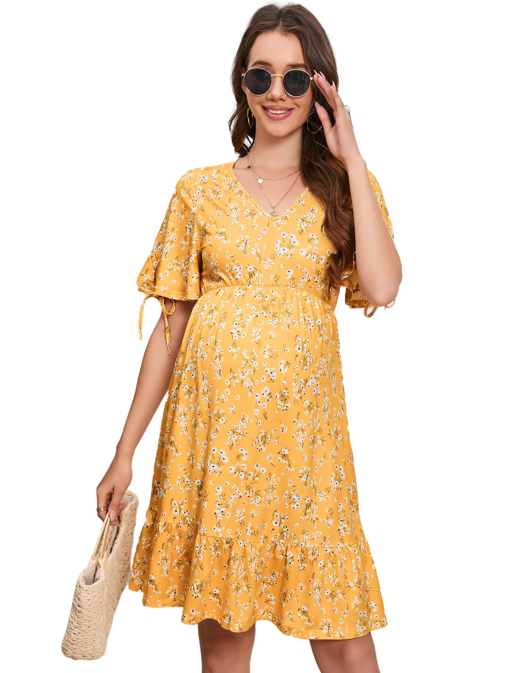 YESFASHION Maternity Dresses Women's Summer Casual V Neck Flared Short – Yesfashion YESFASHION Maternity Dresses Women's Summer Casual V Neck Flared Short – Yesfashion
