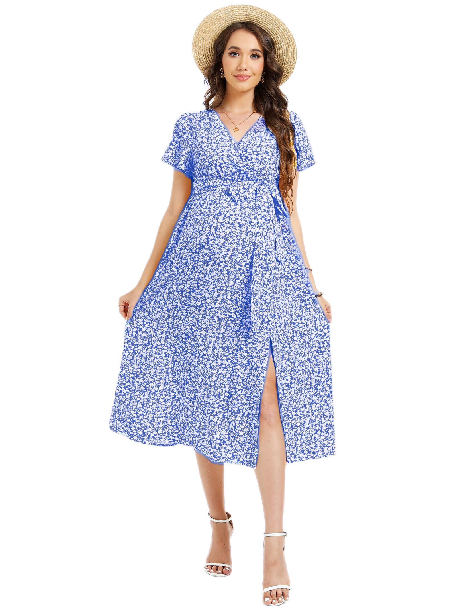 YESFASHION Maternity Dress Women Casual Wrap V Neck Short Flared Sleev Yesfashion YESFASHION Maternity Dress Women Casual Wrap V Neck Short Flared Sleev Yesfashion
