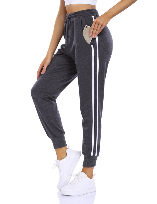 YESFASHION Women's Drawstring Exercise Pants Dark Grey