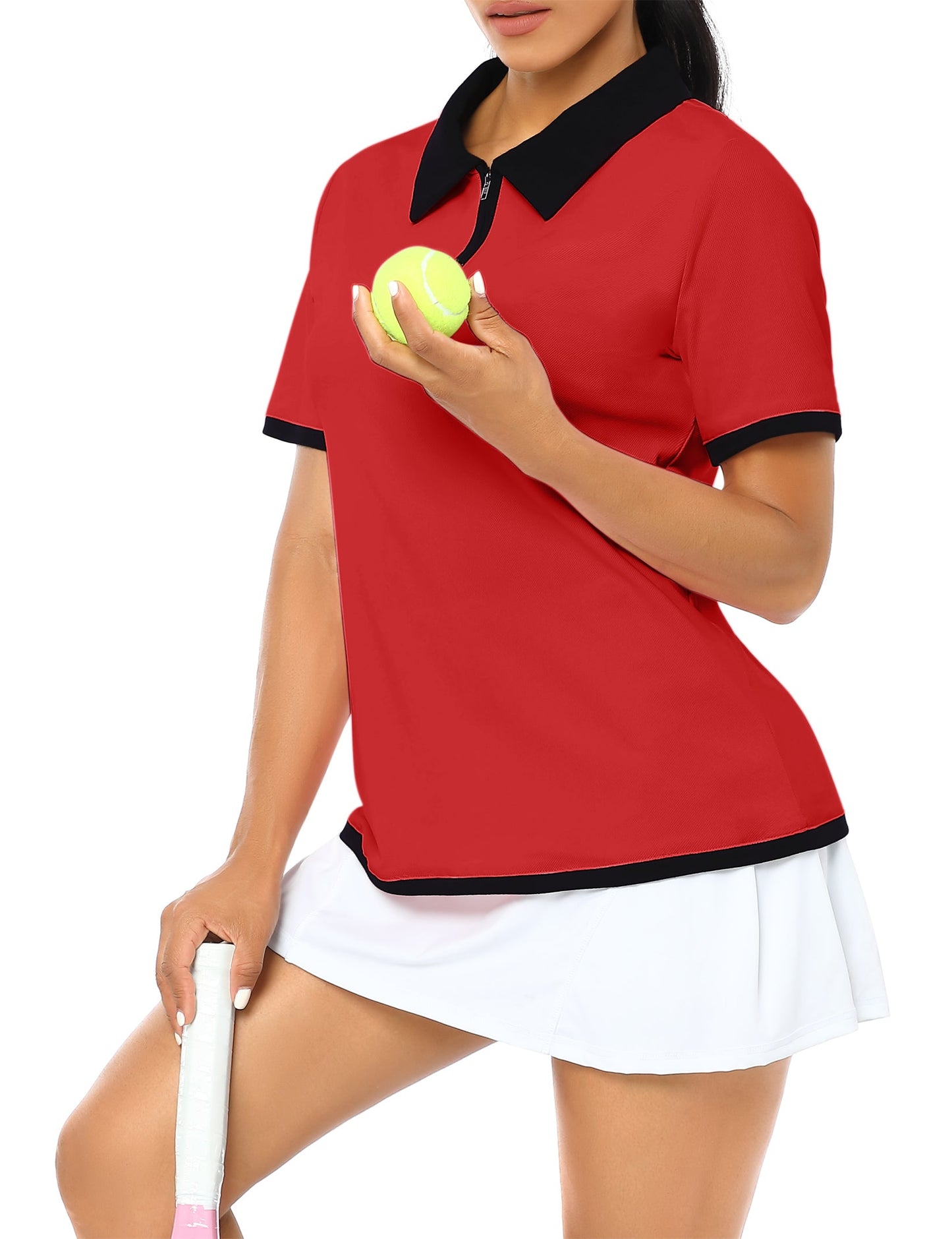 YESFASHION Polo Shirts for Women Golf Tops Red