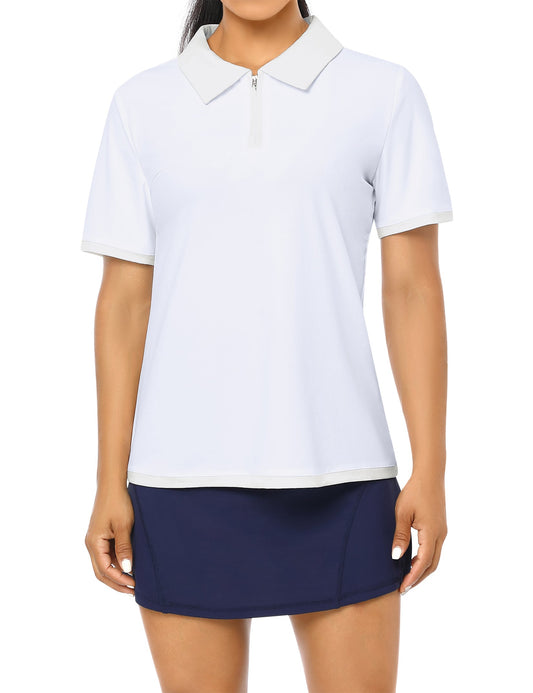 YESFASHION Polo Shirts for Women Golf Tops White