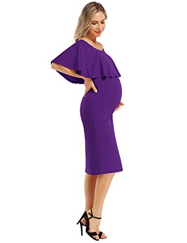 Maternity Dress Women's Off Shoulder Casual Midi Dress