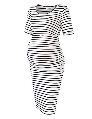 Maternity Dress Ruched Round Neck Maternity Dresses