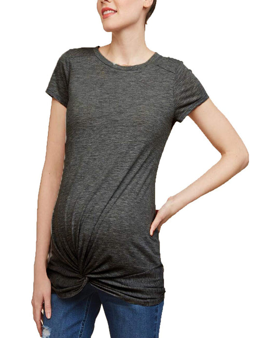 Maternity Shirt Women's Casual Short Sleeve Twist Knot Tunics Tops Blouses