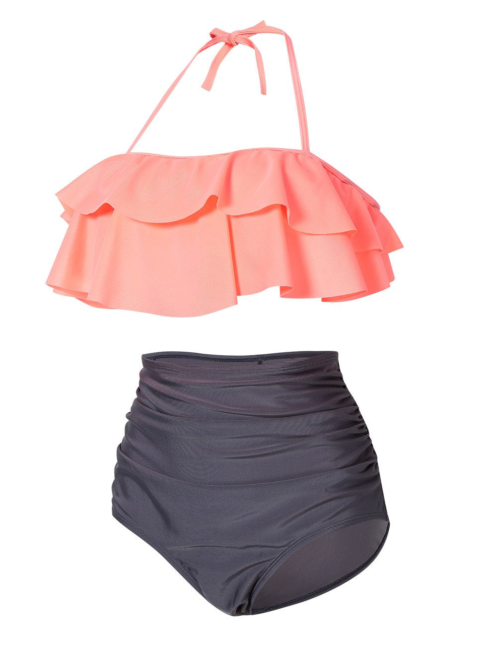 YESFASHION Women's Boho Flounce Falbala Ruffle Bikini Set Swimwear