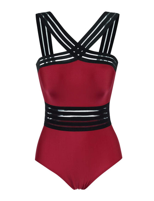 YESFASHION Womens One Piece Swimwear Front Crossover Swimsuits