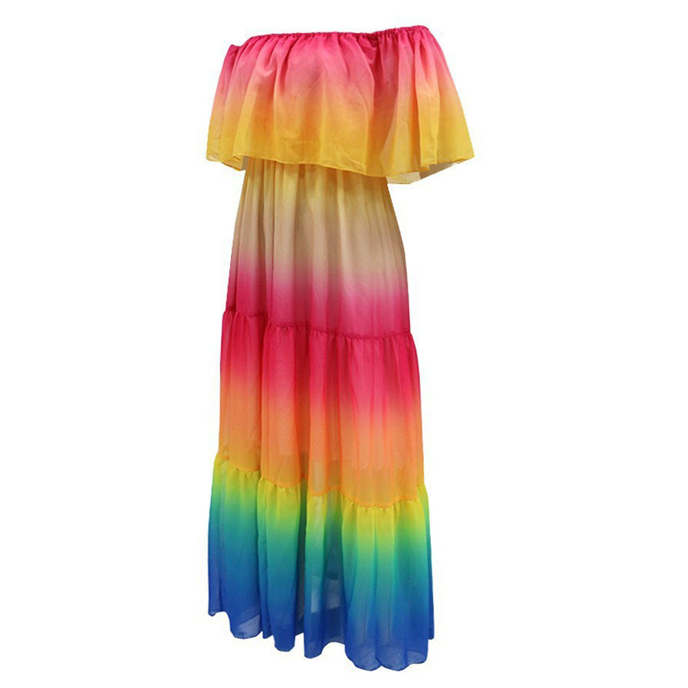 YESFASHION Women Off Shoulder Sexy Strapless Pullover Dress