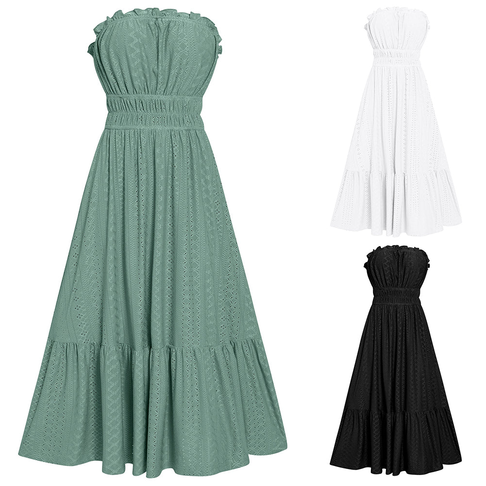 YESFASHION Women Summer Strapless Sexy Off Shoulder Dress