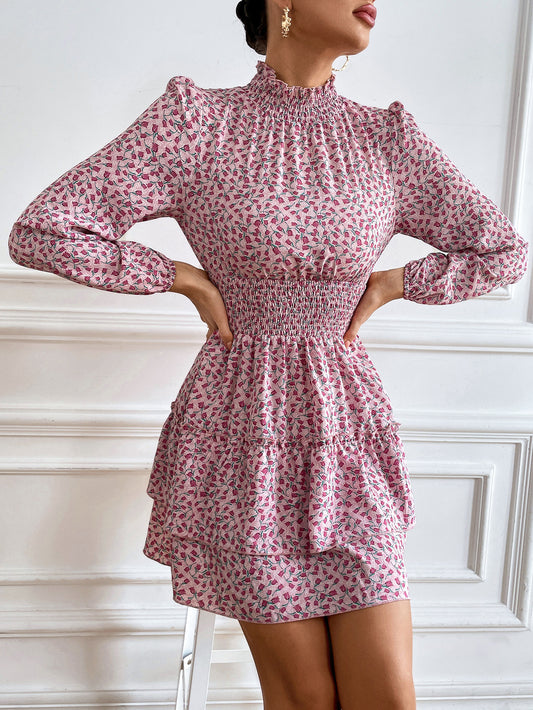 Floral Dress Spring And Autumn Four Seasons Cake Skirt Women