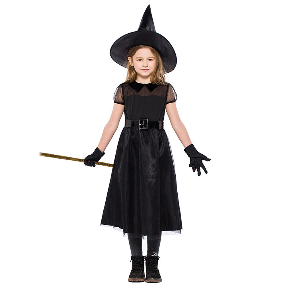 YESFASHION Halloween Witch Costume Mesh Little Witch Kids Dress