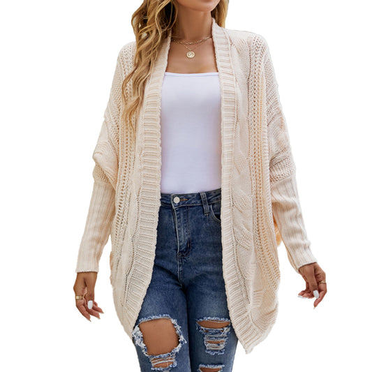 YESFASHION Solid Irregular Shawl Doll Sleeve Shirt Sweaters