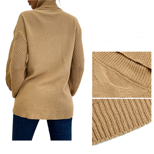 YESFASHION Solid Color Long-sleeve Twist Midi Sweaters