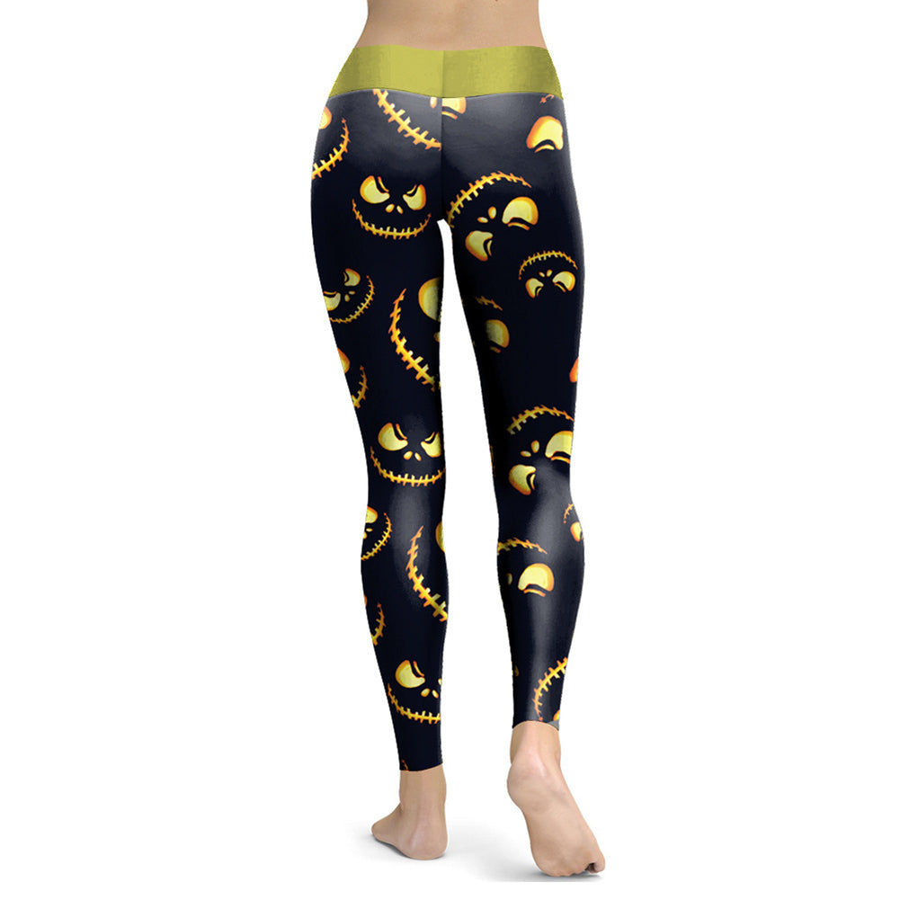 YESFASHION Halloween Jack-o-lantern Digital Print Yoga Pants
