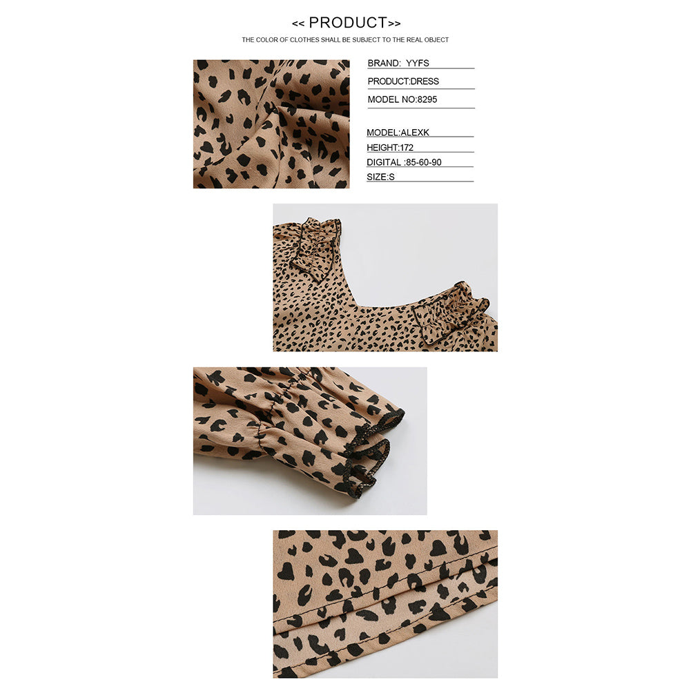 YESFASHION Fall New Long Sleeve Leopard Dress