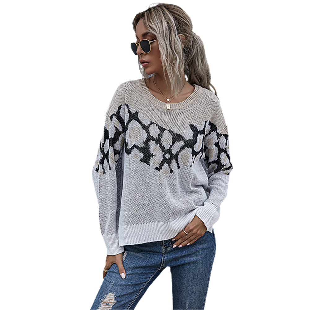 YESFASHION Tops Zebra Print Long Sleeve Fashion Loose Sweaters