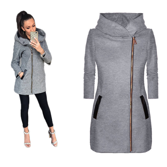 YESFASHION Women Fleece Jacket Side Zipper Cardigan Coats