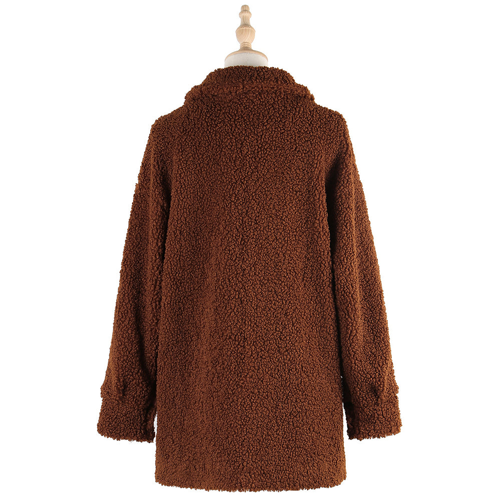 YESFASHION Lamb Wool Plush Button Jacket Style Warm Wool Coats