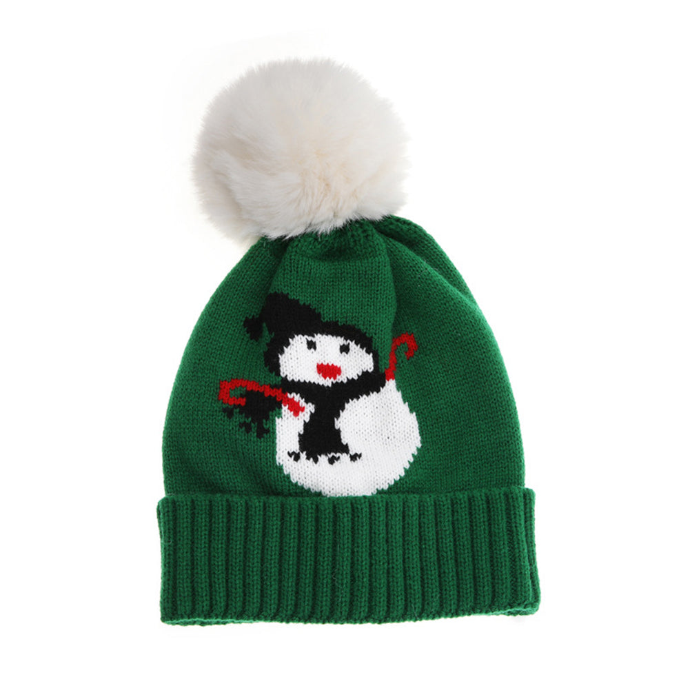 YESFASHION Fur Ball Warmer Festive Snowman Christmas Kids Hat