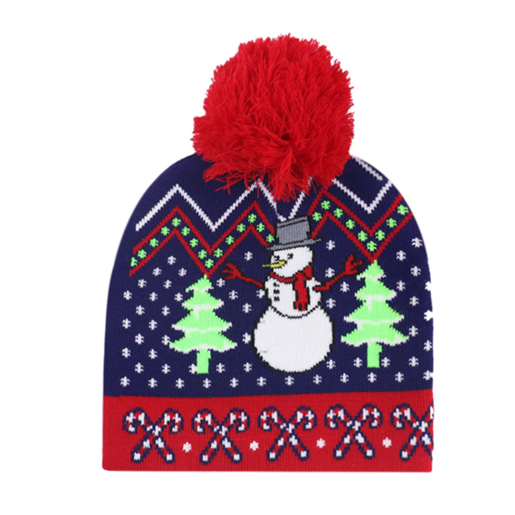 YESFASHION Christmas Knit Jacquard Hat Ball Pullover Cap Decorative Hat