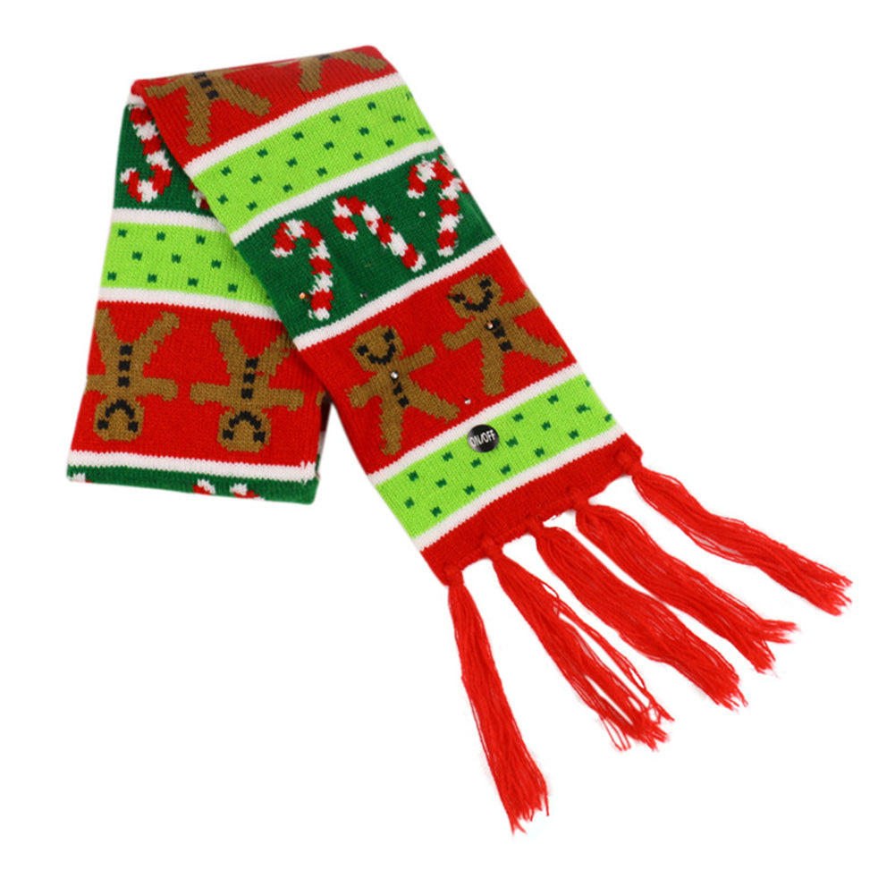 YESFASHION Christmas Beanie Led Lighting Warm Knit Hat Scarf Set