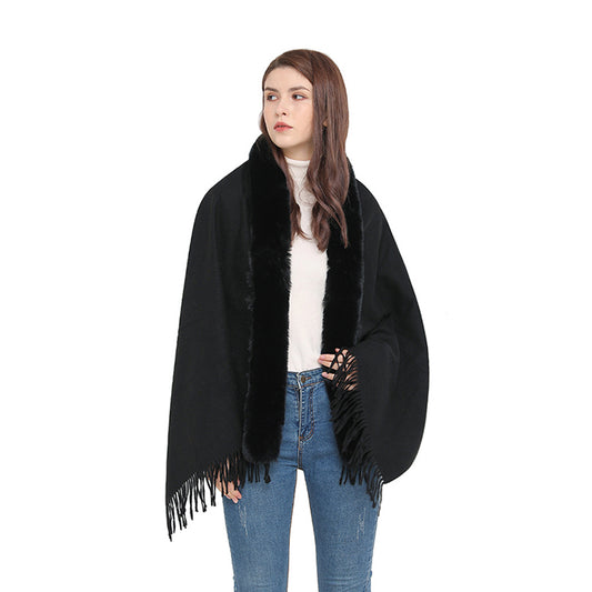 YESFASHION Spot Imitation Cashmere Shawl Thickened Dress