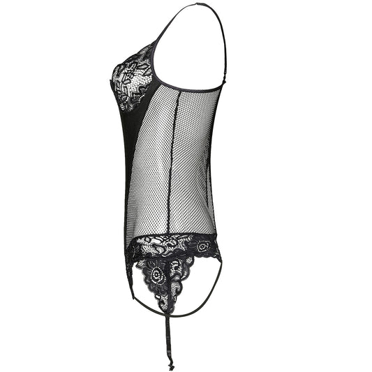 YESFASHION Women Sexy Mesh Pajamas Sling Jumpsuit Mesh Ladies