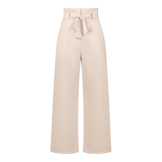 YESFASHION Casual All-match Wide-leg Trousers With Belt Pants