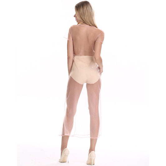 YESFASHION Women Mesh See-through Long Skirt Sexy Lingerie