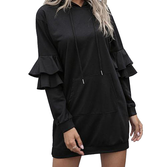 YESFASHION Sweater Dress Temperament Fashion Solid Color Pocket Dress