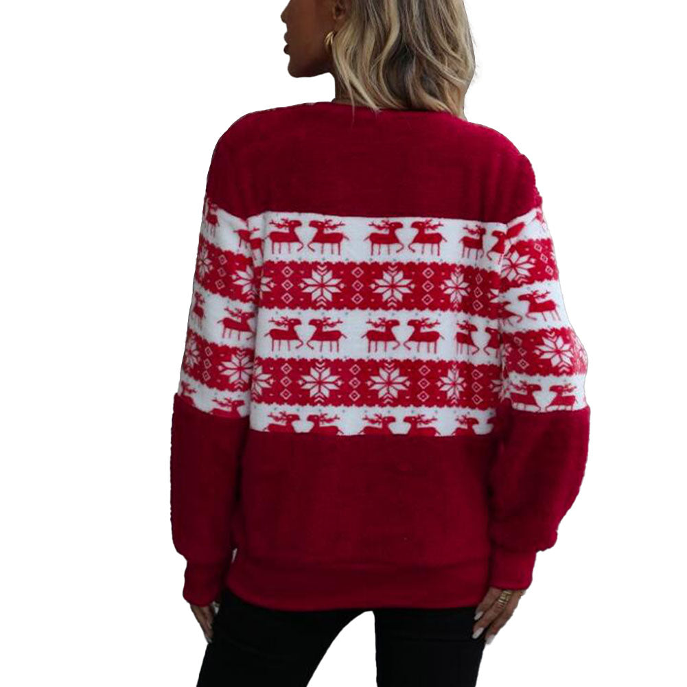 YESFASHION Round Neck Pullover Loose Christmas Style Sweaters