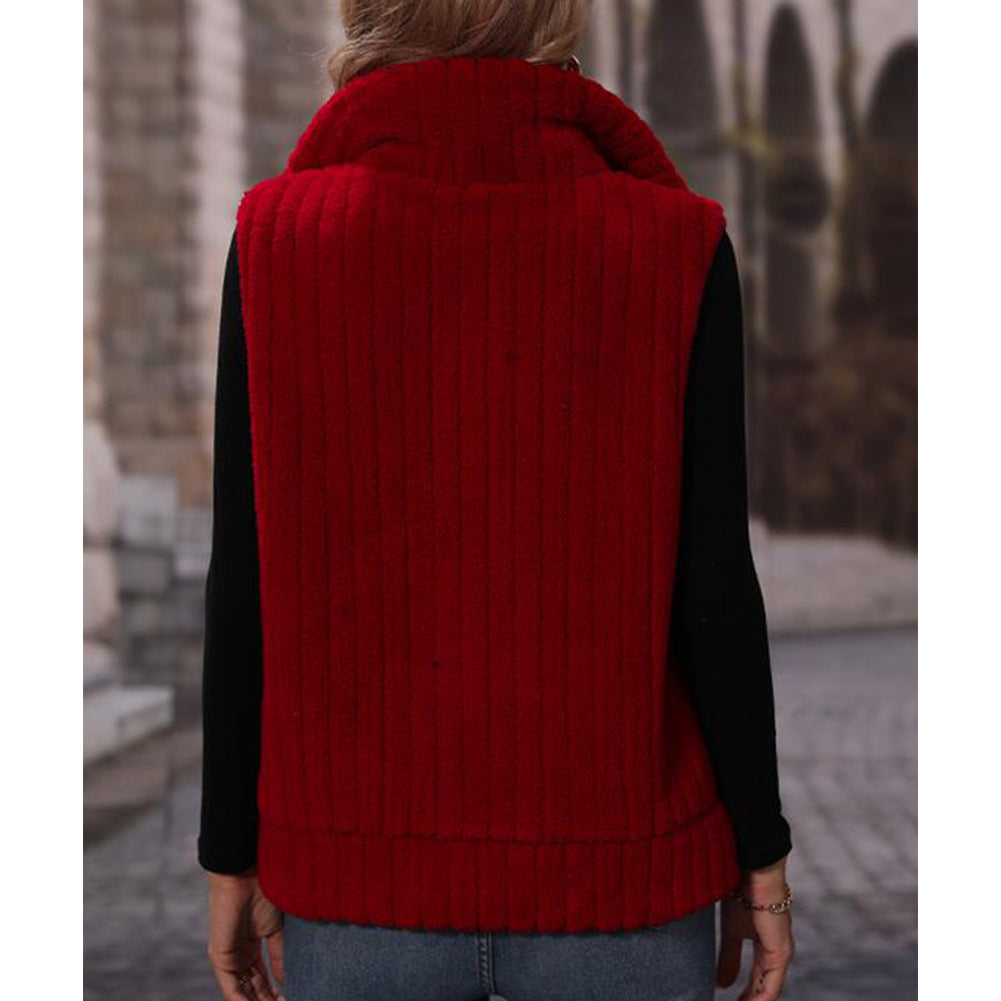 YESFASHION Women Lapel Collar Coats Stripe Zipper Reversible Jacket