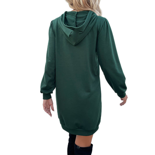 YESFASHION Women Mid-length Hoodie Pullover Sweaters Dress