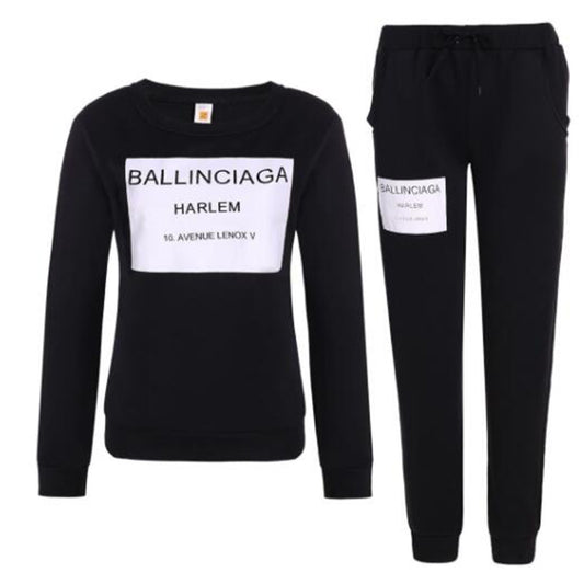 YESFASHION Letter Trousers Two-piece Women Fashion Casual Suit