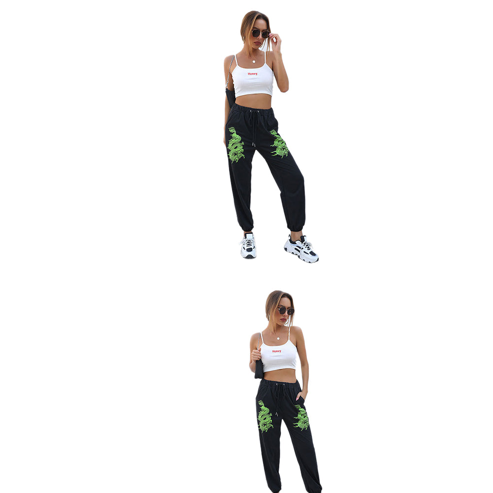 YESFASHION Trousers Trend Color Printing Elastic Pencil Pants