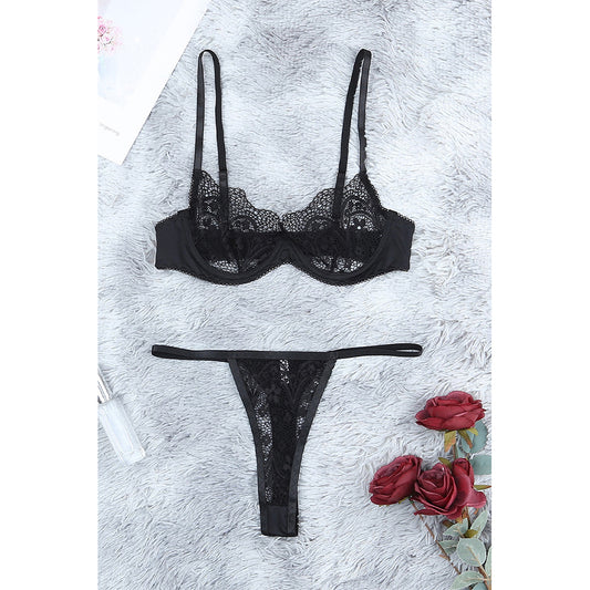 YESFASHION Sexy Temptation Lace Bra Panties Garter Suit