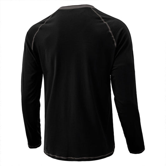 YESFASHION Men Solid Color Long Sleeve T-shirt