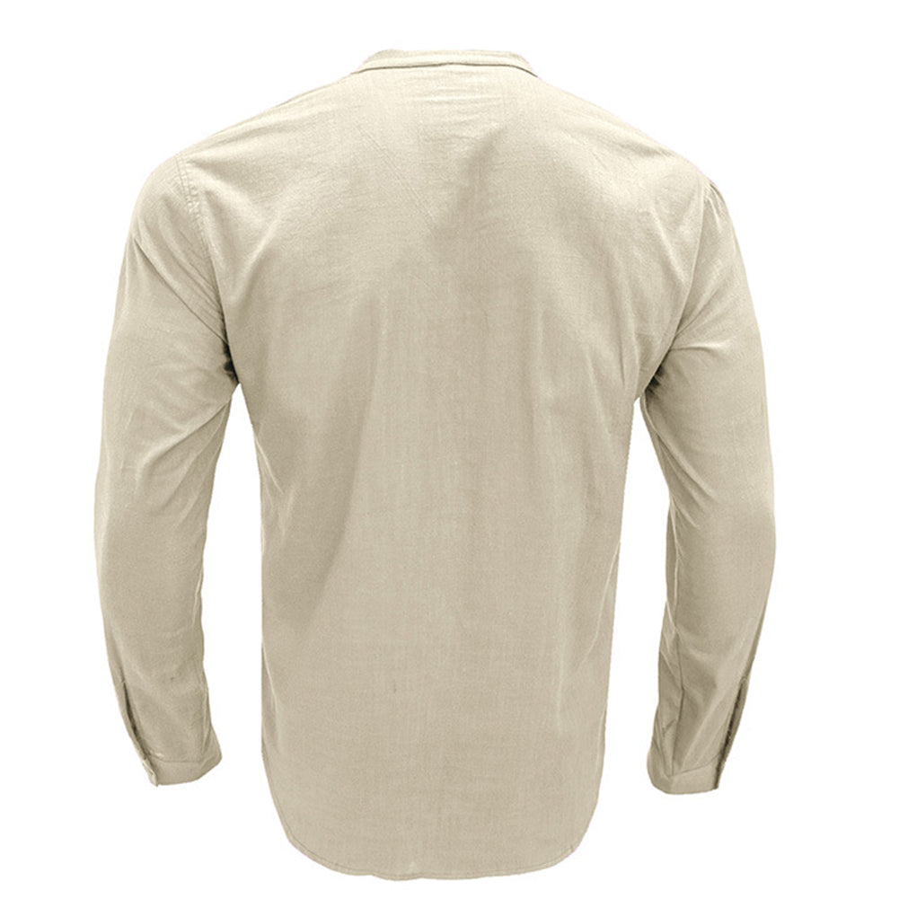 YESFASHION New Cotton And Linen Long-sleeved Shirt