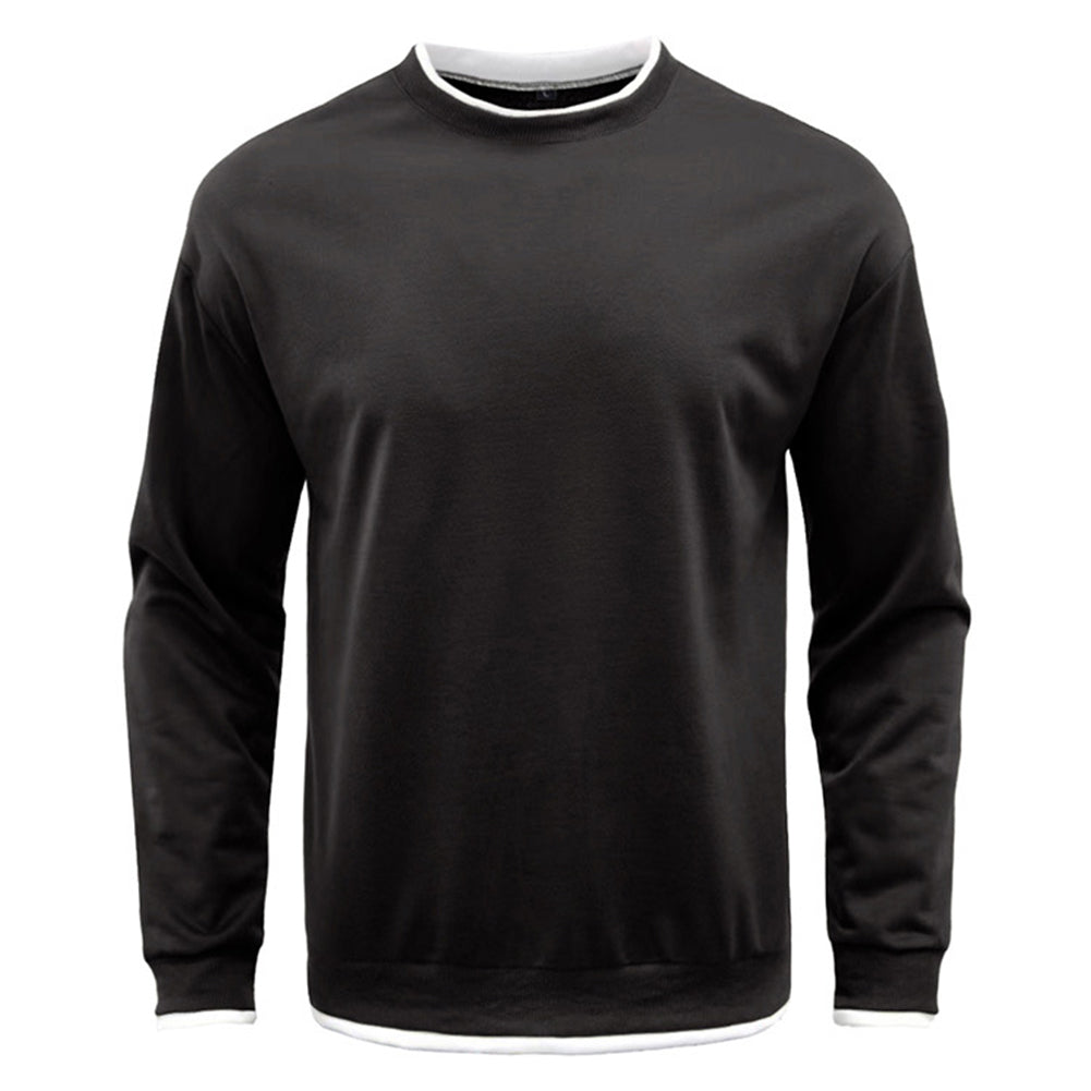 YESFASHION Men Sweater Solid Color Round Neck T-shirt