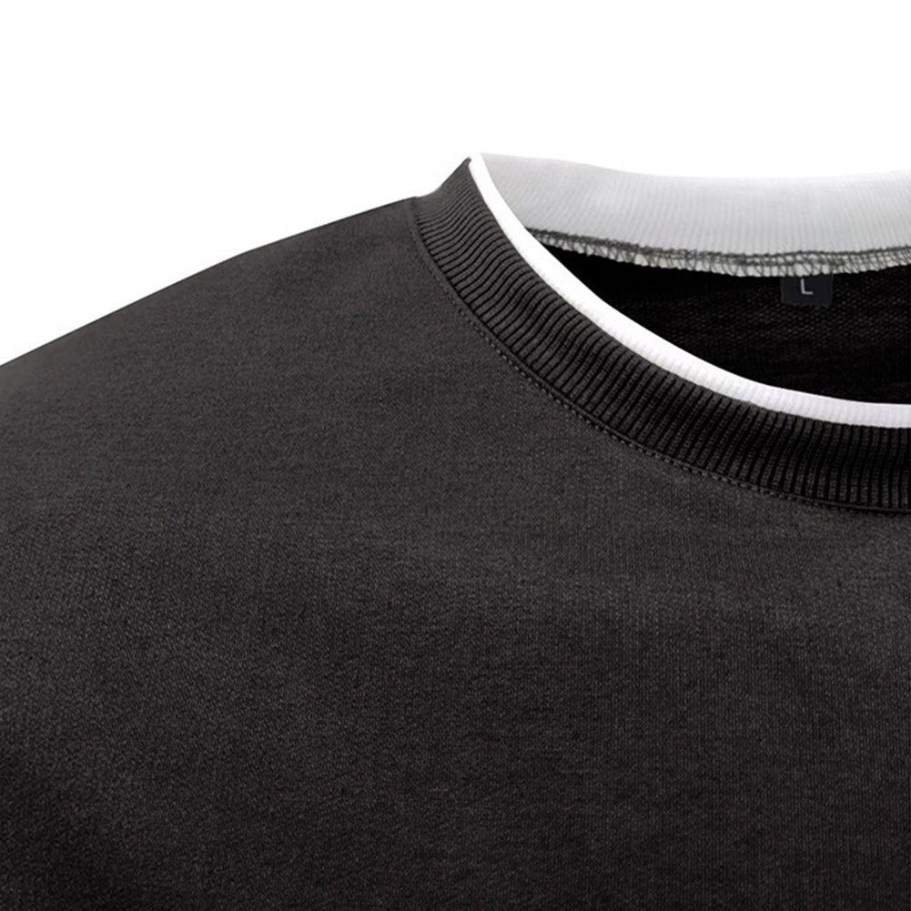 YESFASHION Men Sweater Solid Color Round Neck T-shirt