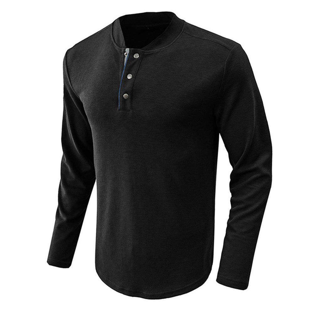 YESFASHION Long-sleeved Henry Men T-shirt