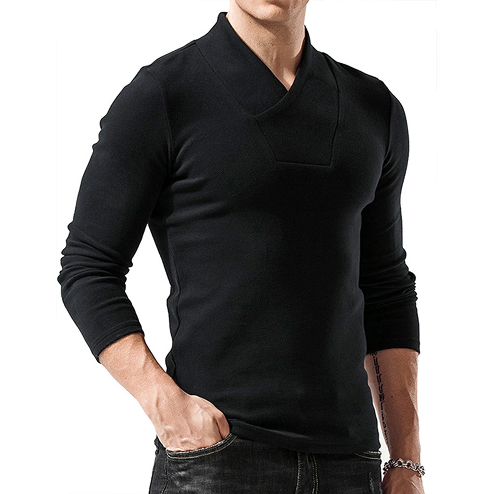 YESFASHION Thin Fleece Men Bottoming Shirt