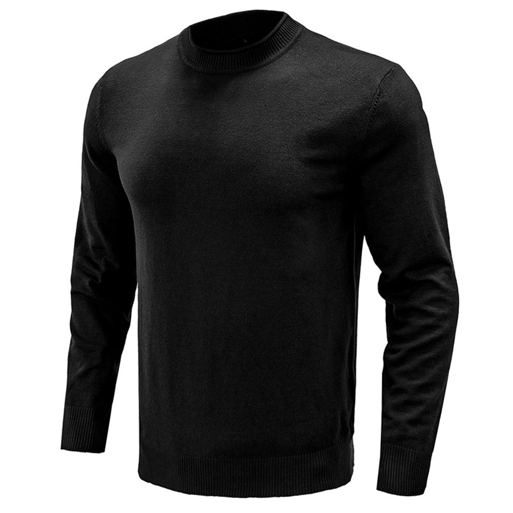 YESFASHION Men Casual Sweaters Solid Color Round Neck Knitwear