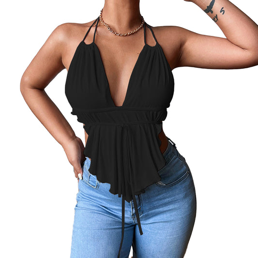 YESFASHION Summer New Low-cut V-neck Suspender Tops