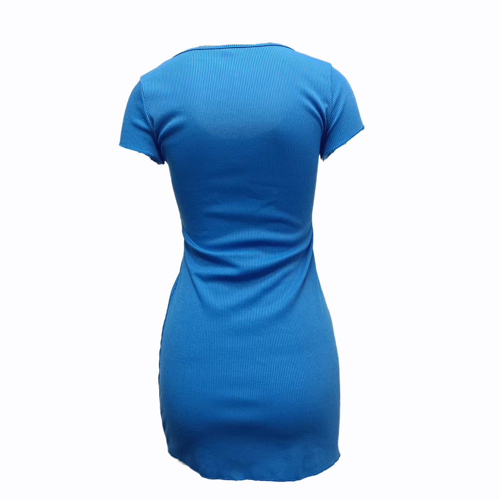 YESFASHION Cross-border Button-down Short-sleeved Hip Skirt Dress