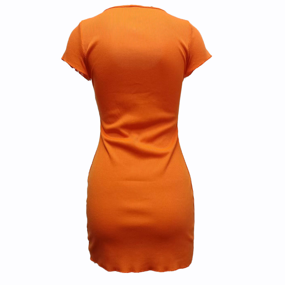 YESFASHION Cross-border Button-down Short-sleeved Hip Skirt Dress