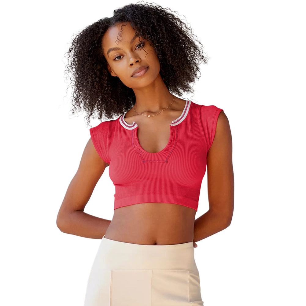 YESFASHION Sexy Hot Girl Tops Knitted Thread Bottoming T-shirt