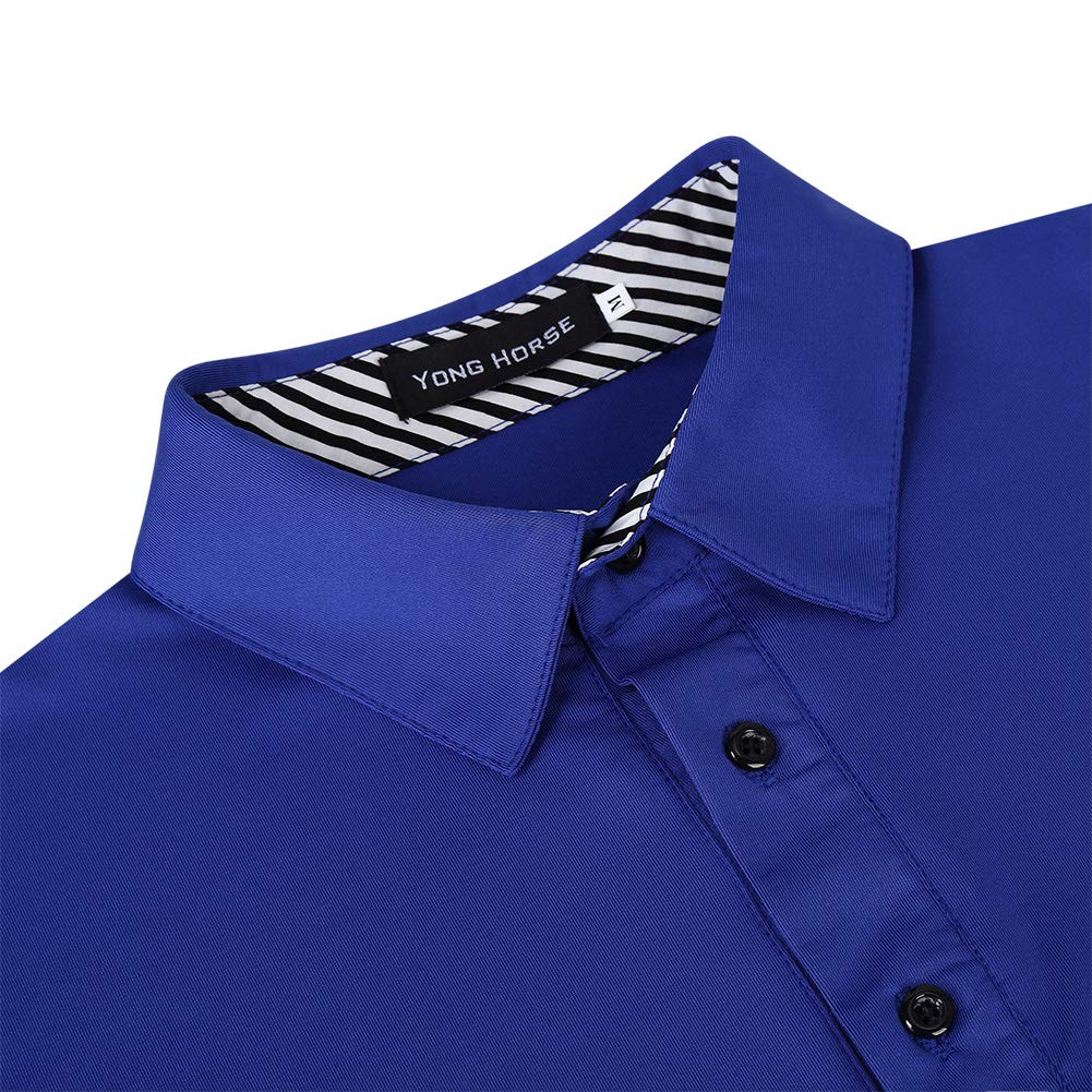 YESFASHION Men's Golf Polo Short Sleeve Collared Shirt Blue
