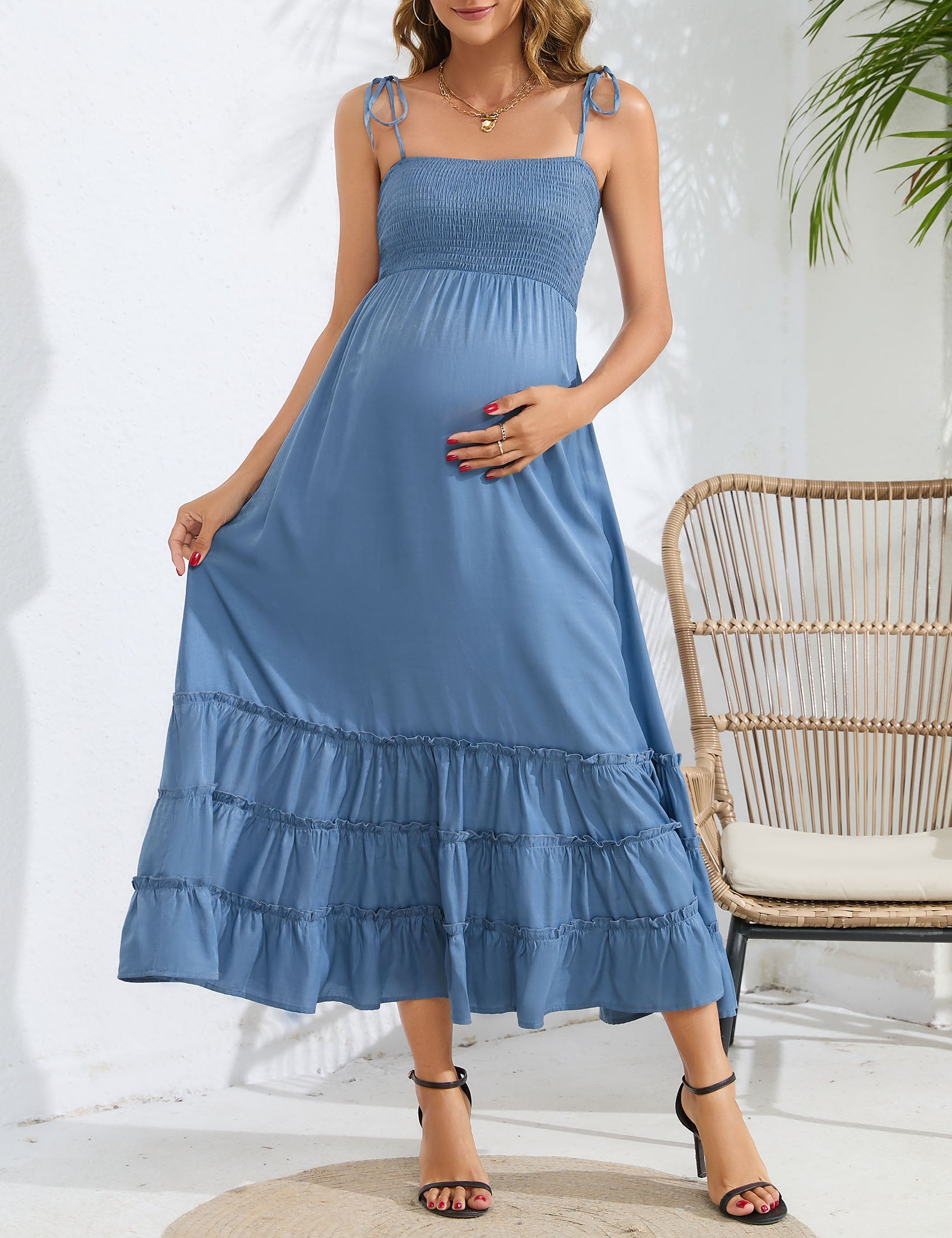 YESFASHION Sleeveless Maternity Dress Women's Summer Spaghetti Strap S Yesfashion YESFASHION Sleeveless Maternity Dress Women's Summer Spaghetti Strap S Yesfashion
